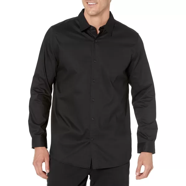 Amazon Essentials Mens SlimFit LongSleeve Stretch Dress ShirtBlack