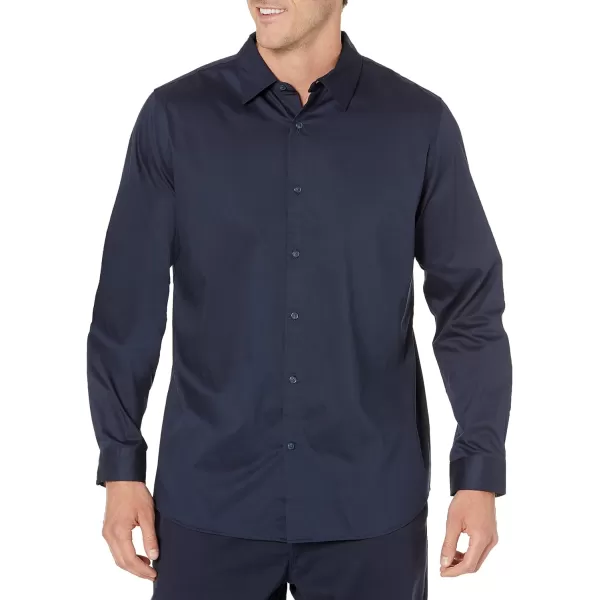 Amazon Essentials Mens SlimFit LongSleeve Stretch Dress ShirtNavy