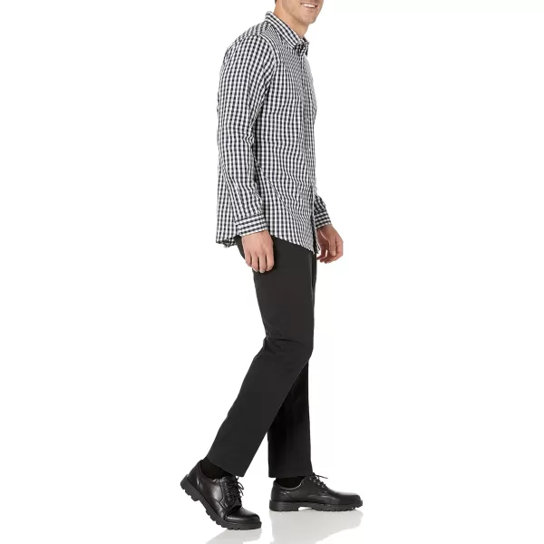 Amazon Essentials Mens SlimFit LongSleeve Stretch Dress ShirtWhite Gingham