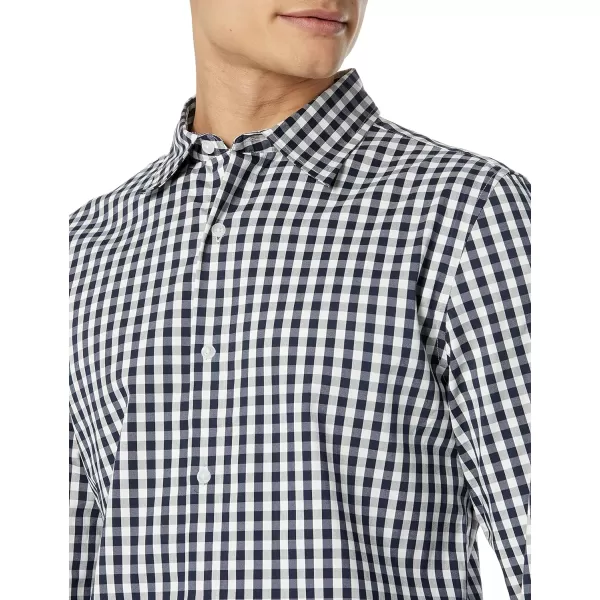 Amazon Essentials Mens SlimFit LongSleeve Stretch Dress ShirtWhite Gingham