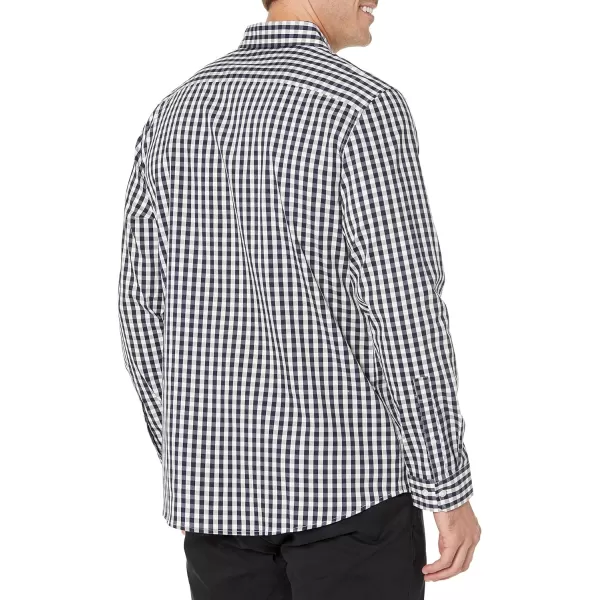 Amazon Essentials Mens SlimFit LongSleeve Stretch Dress ShirtWhite Gingham