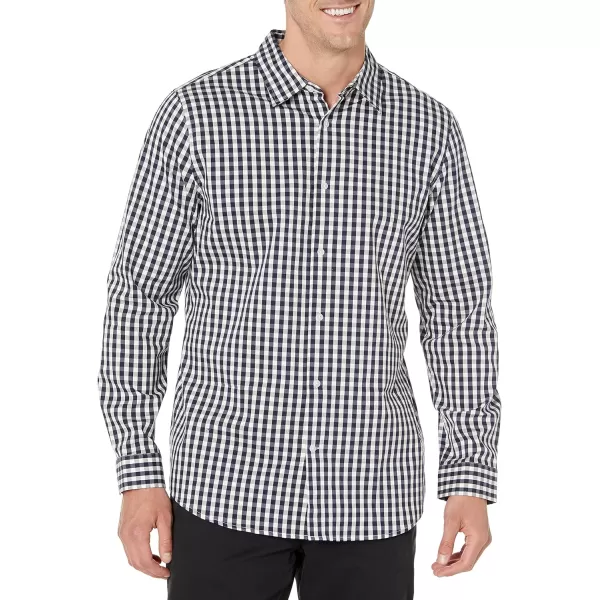 Amazon Essentials Mens SlimFit LongSleeve Stretch Dress ShirtWhite Gingham