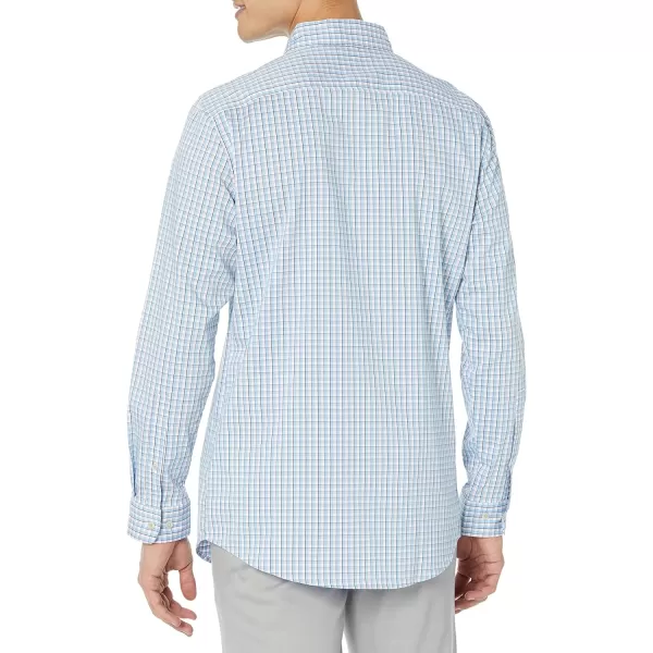 Amazon Essentials Mens SlimFit LongSleeve Stretch Dress ShirtWhite Grid Check