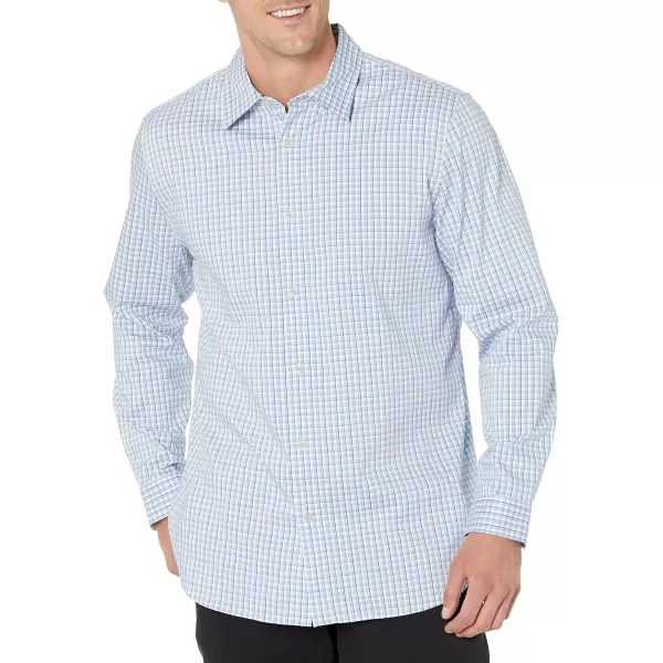 Amazon Essentials Mens SlimFit LongSleeve Stretch Dress ShirtWhite Grid Check