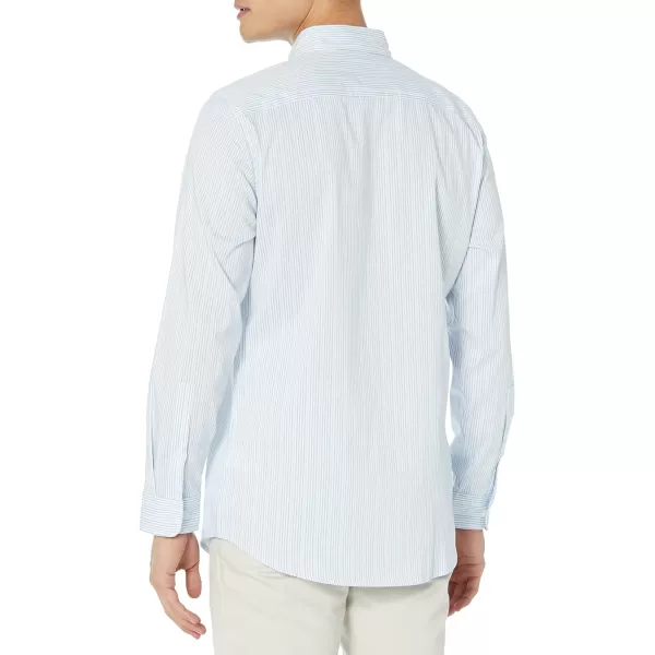 Amazon Essentials Mens SlimFit LongSleeve Stretch Dress ShirtWhite Pinstripe