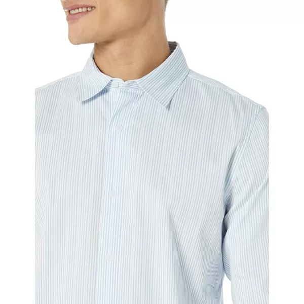 Amazon Essentials Mens SlimFit LongSleeve Stretch Dress ShirtWhite Pinstripe