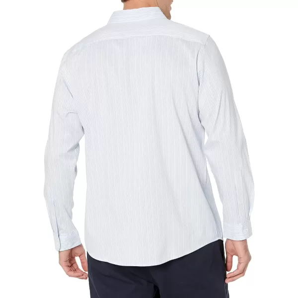 Amazon Essentials Mens SlimFit LongSleeve Stretch Dress ShirtWhite Pinstripe