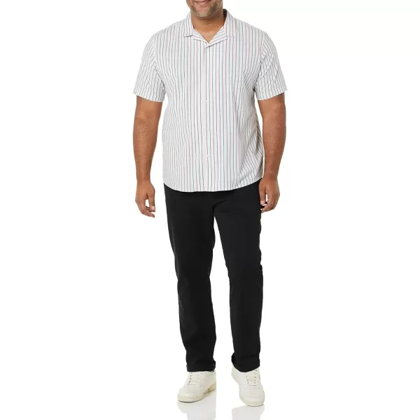 Amazon Essentials Mens StandardFit Vacation ShirtBlue Pink Vertical Stripe