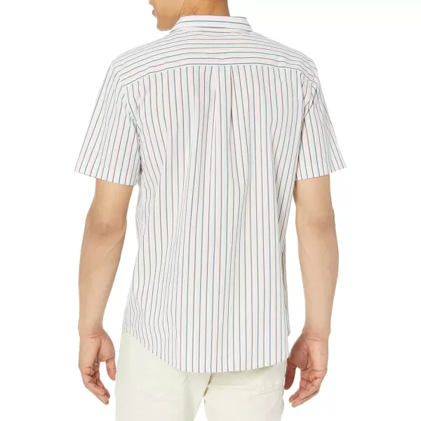 Amazon Essentials Mens StandardFit Vacation ShirtBlue Pink Vertical Stripe