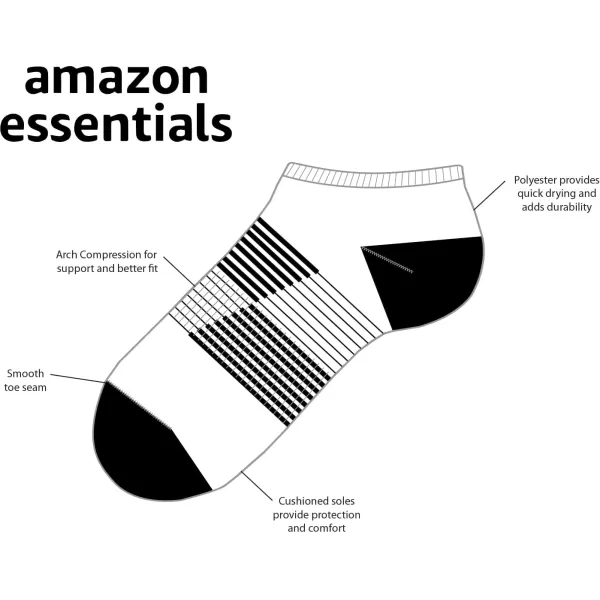 Amazon Essentials Unisex Kids Cushioned Athletic Low Cut Socks 6 PairsBlack Pastel