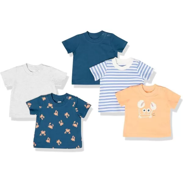 Amazon Essentials Baby Boys ShortSleeve Tee Pack of 5Blue Sea Life