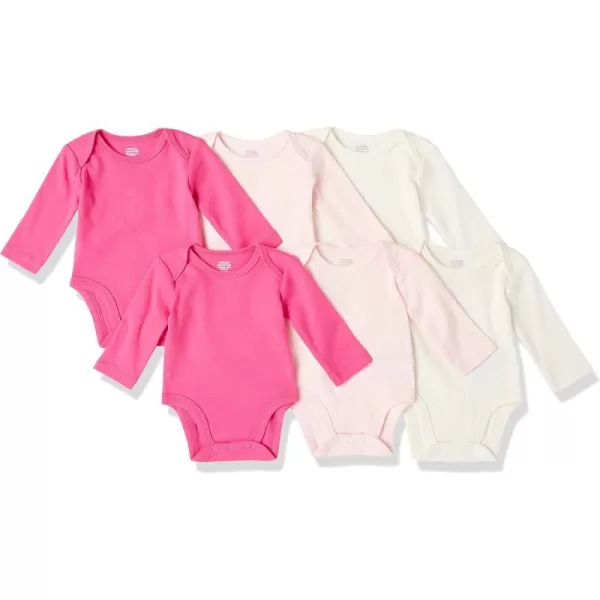 Amazon Essentials Baby Girls LongSleeve Bodysuits Pack of 6PinkLight PinkWhite