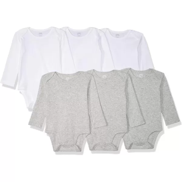 Amazon Essentials Baby Girls LongSleeve Bodysuits Pack of 6WhiteGrey Heather