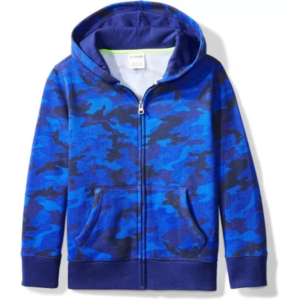 Amazon Essentials Boys and Toddlers Fleece Zipup Hoodie SweatshirtBlue Camo