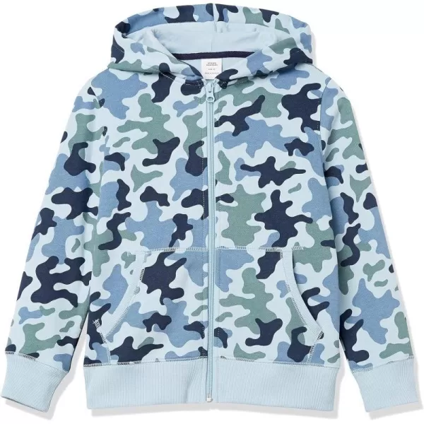 Amazon Essentials Boys and Toddlers Fleece Zipup Hoodie SweatshirtLight Blue Camo