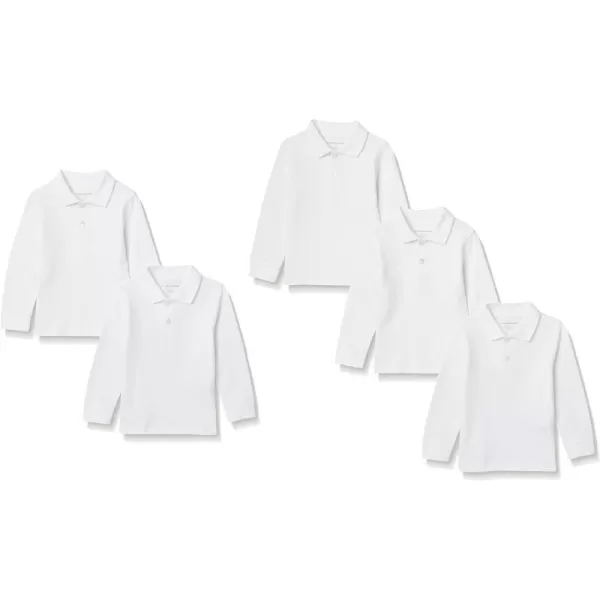 Amazon Essentials Boys and Toddlers Uniform LongSleeve Pique Polo Shirt Multipacks5 White