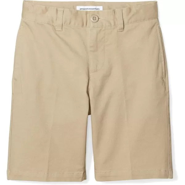 Amazon Essentials Boys and Toddlers Uniform Woven FlatFront Shorts Multipacks1 Washed Khaki Brown