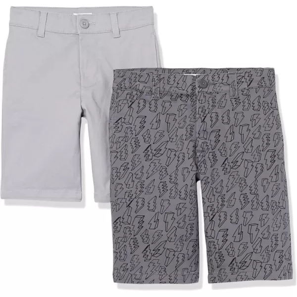 Amazon Essentials Boys and Toddlers Uniform Woven FlatFront Shorts Multipacks2 Dark GreyWashed Grey