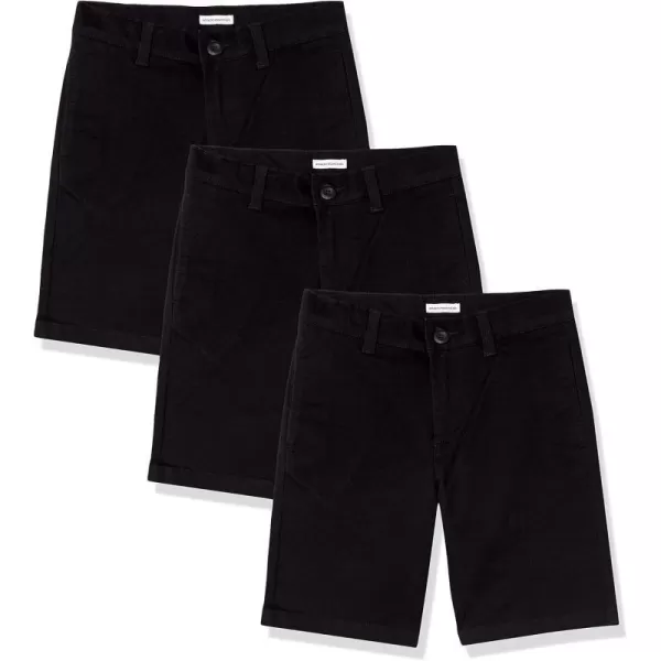 Amazon Essentials Boys and Toddlers Uniform Woven FlatFront Shorts Multipacks3 Black