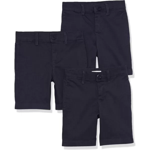 Amazon Essentials Boys and Toddlers Uniform Woven FlatFront Shorts Multipacks3 Navy