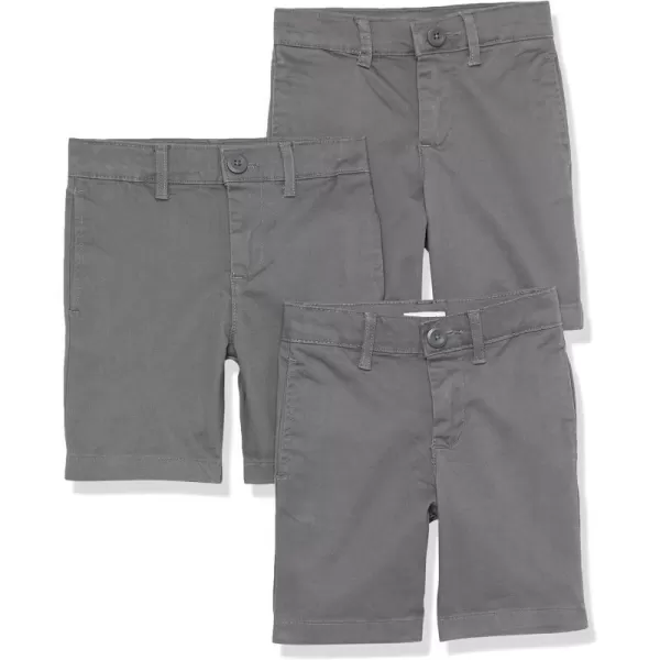 Amazon Essentials Boys and Toddlers Uniform Woven FlatFront Shorts Wrinkle Resistant Pack of 33 Grey