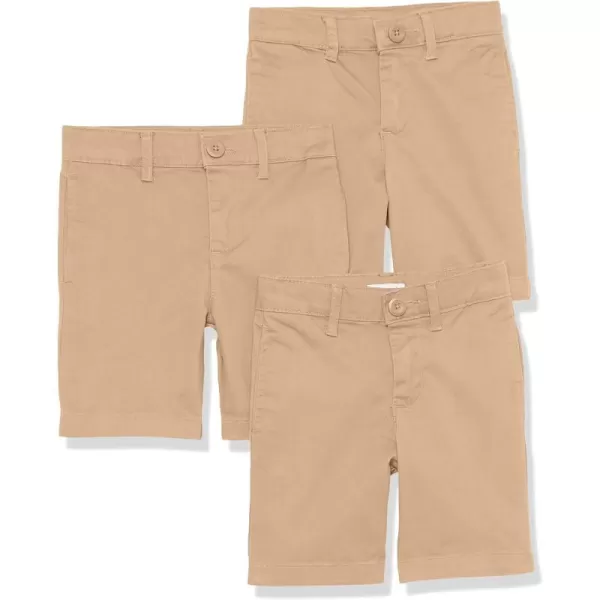 Amazon Essentials Boys and Toddlers Uniform Woven FlatFront Shorts Wrinkle Resistant Pack of 33 Khaki Tan