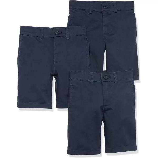 Amazon Essentials Boys and Toddlers Uniform Woven FlatFront Shorts Wrinkle Resistant Pack of 33 Navy