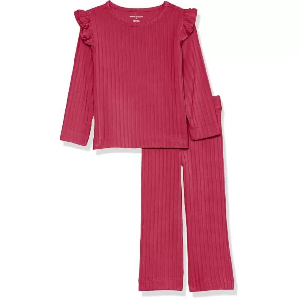 Amazon Essentials Girls and Toddlers WideRib Outfit Set Pack of 2Dark Red