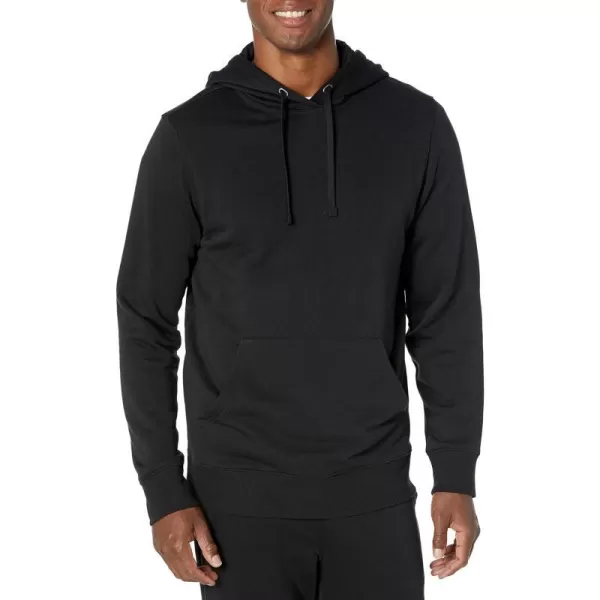 Amazon Essentials Mens Lightweight LongSleeve French Terry Hooded Sweatshirt Available in Big amp TallBlack