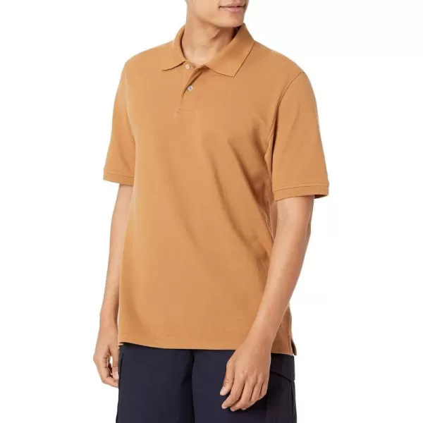 Amazon Essentials Mens RegularFit Cotton Pique Polo Shirt Available in Big amp TallTan