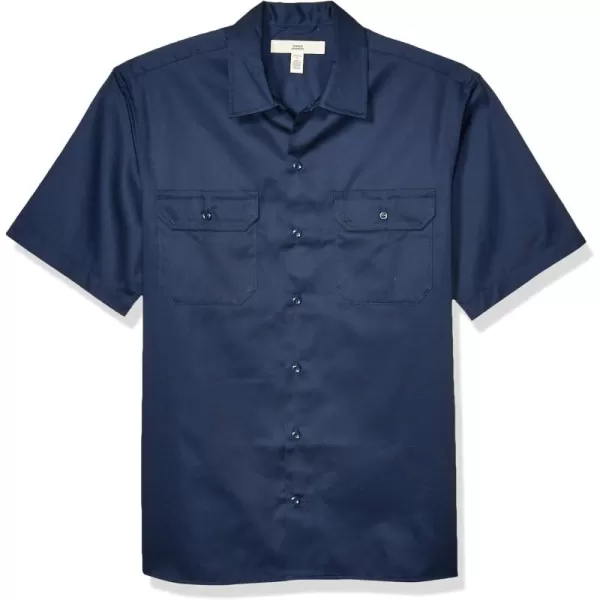 Amazon Essentials Mens ShortSleeve Stain and WrinkleResistant Work ShirtNavy