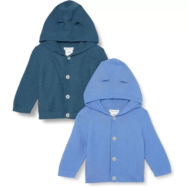 Amazon Essentials Unisex Babies Hooded Sweater Pack of 2Dark BlueBlue