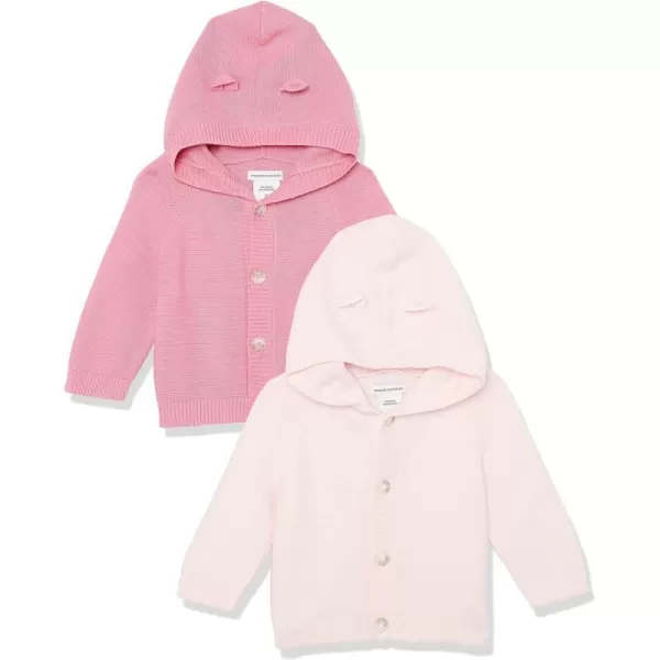 Amazon Essentials Unisex Babies Hooded Sweater Pack of 2Dusty RoseLight Pink