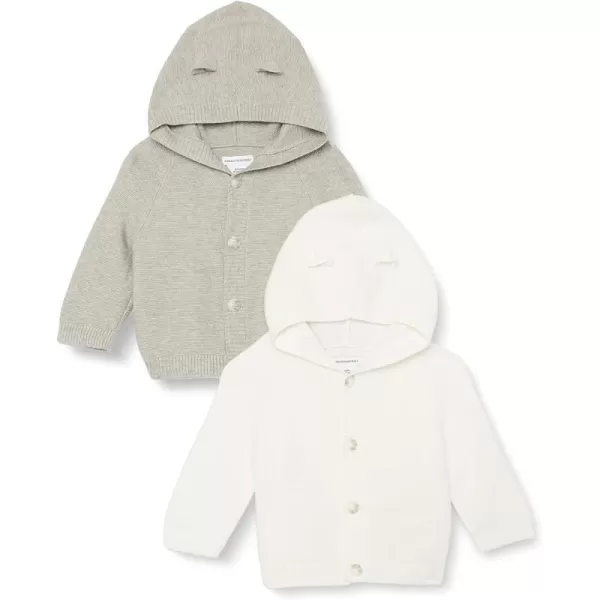 Amazon Essentials Unisex Babies Hooded Sweater Pack of 2Grey HeatherIvory