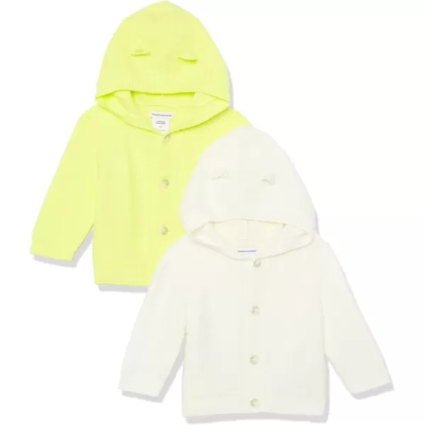 Amazon Essentials Unisex Babies Hooded Sweater Pack of 2Lime GreenIvory