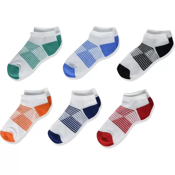 Amazon Essentials Unisex Kids Cushioned Athletic Low Cut Socks 6 PairsBlueGreenOrangeRedWhite