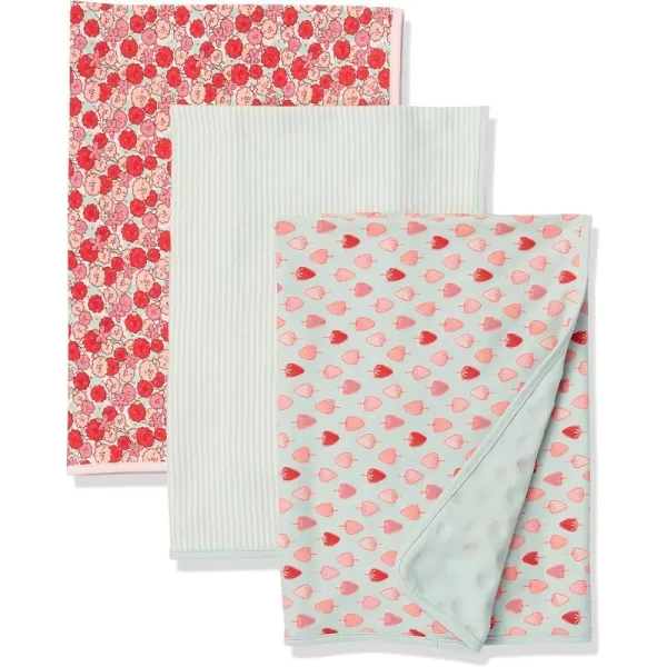 Amazon Essentials Unisex Kids Swaddle Blankets Pack of 33pack Pink Berries