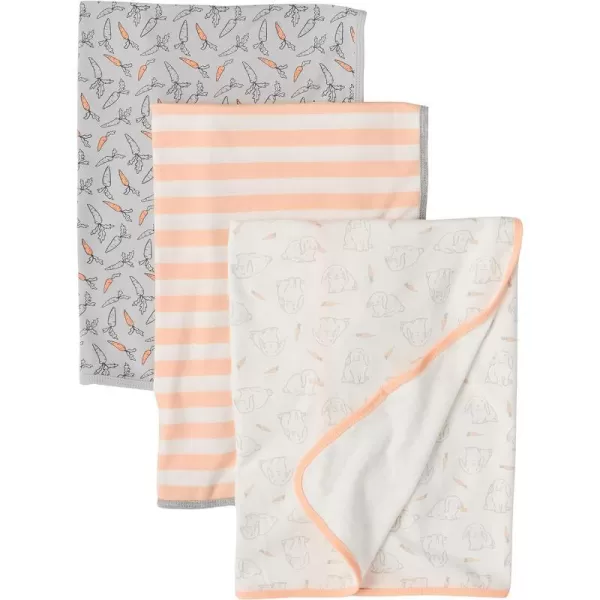 Amazon Essentials Unisex Kids Swaddle Blankets Pack of 3Grey Bunny