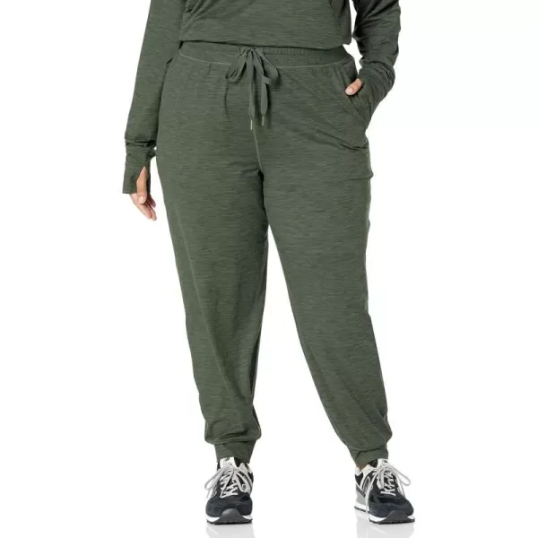 Amazon Essentials Womens Brushed Tech Stretch Jogger Pant Available in Plus SizeDark Green Space Dye