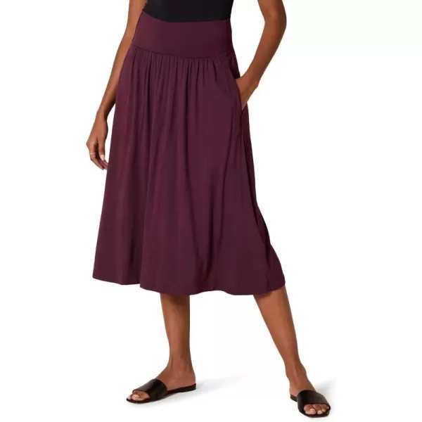 Amazon Essentials Womens Jersey Pull On Midi Length SkirtBurgundy