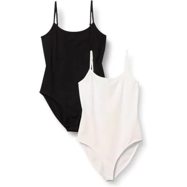 Amazon Essentials Womens SlimFit Cami Bodysuit Pack of 2BlackWhite