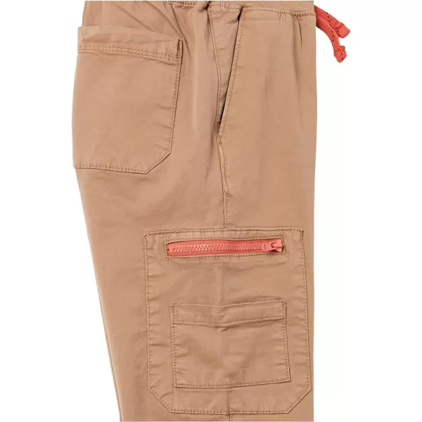 Amazon Essentials Boys Woven ZipPocket Cargo Jogger PantsDark Khaki Brown