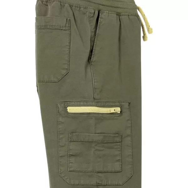 Amazon Essentials Boys Woven ZipPocket Cargo Jogger PantsOlive