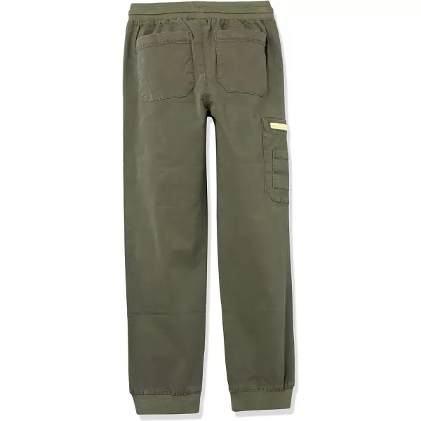Amazon Essentials Boys Woven ZipPocket Cargo Jogger PantsOlive
