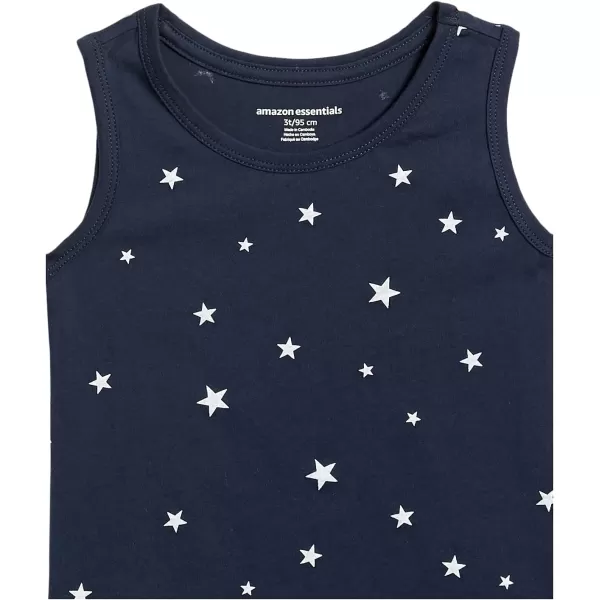 Amazon Essentials Boys and Toddlers Sleeveless Tank Tops Multipacks3 Navy StarsRedWhite