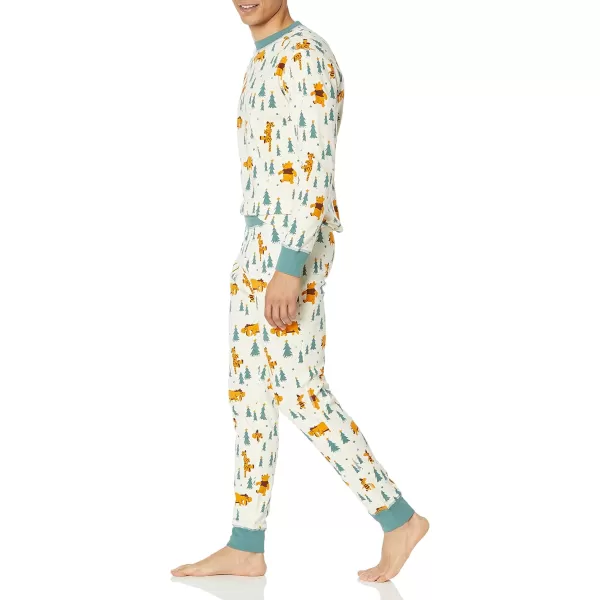 Amazon Essentials Disney Holiday Family Pajama SetsAdult Pooh Holiday Forest  Mens Snug Fit