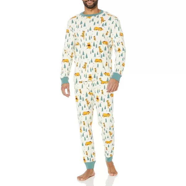Amazon Essentials Disney Holiday Family Pajama SetsAdult Pooh Holiday Forest  Mens Snug Fit