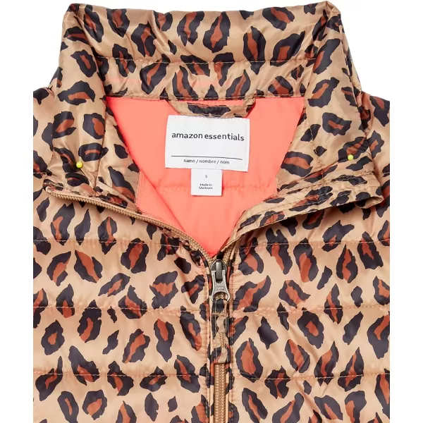Amazon Essentials Girls and Toddlers Lightweight WaterResistant Packable Mock Puffer JacketLeopard