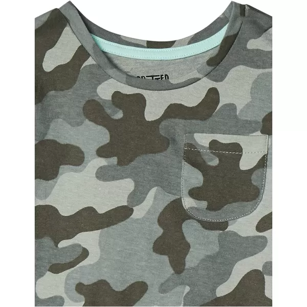 Amazon Essentials Girls and Toddlers LongSleeve TShirts Previously Spotted Zebra Multipacks4 Aqua GreenWhiteCamoLetters