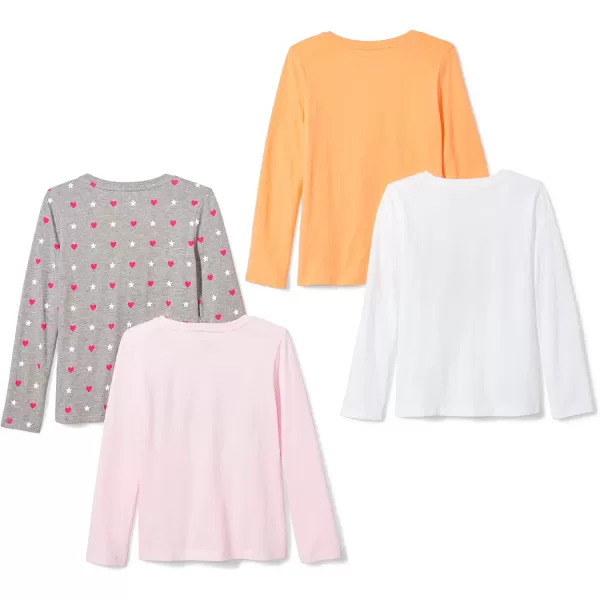 Amazon Essentials Girls and Toddlers LongSleeve TShirts Previously Spotted Zebra Multipacks4 GreyPinkOrange